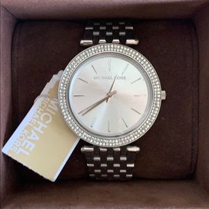 New Michael Kors Darci Silver Watch Rhinestones